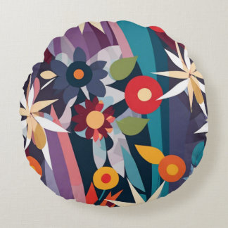Geometric Harmony Round Pillow