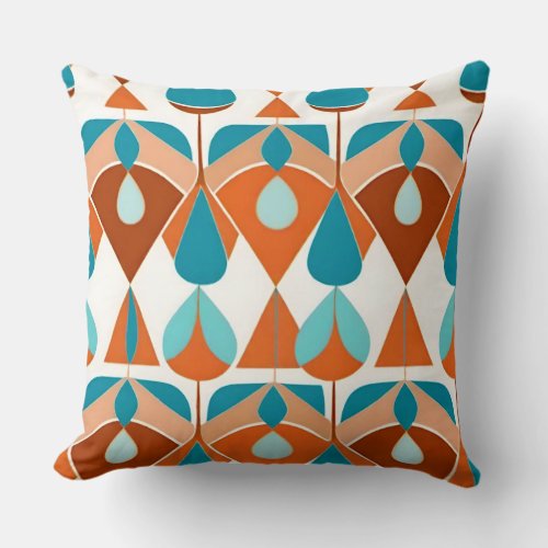 Geometric Harmony Terracotta Tapestries Throw Pillow