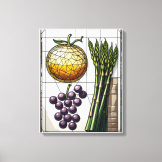 Geometric Harvest Food Illustration Canvas Print