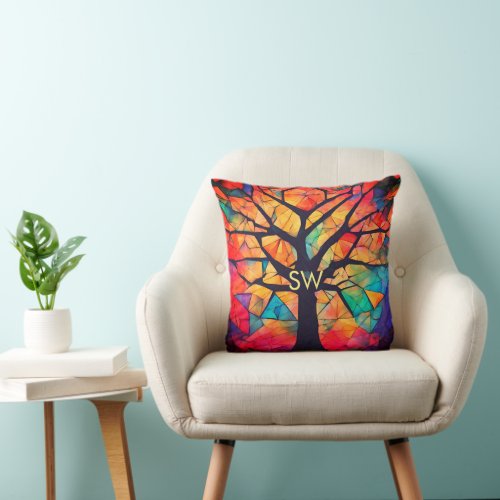 geometric healing colorful yoga coach add letter throw pillow