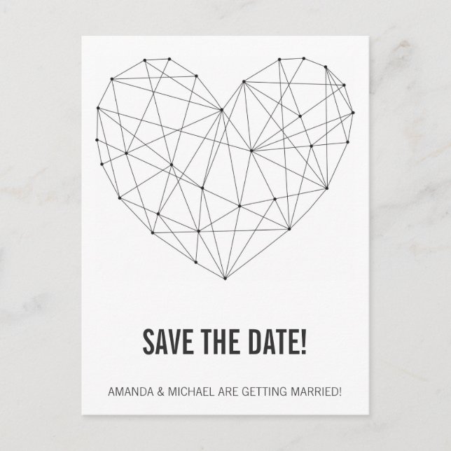 Geometric heart save the date postcard template (Front)