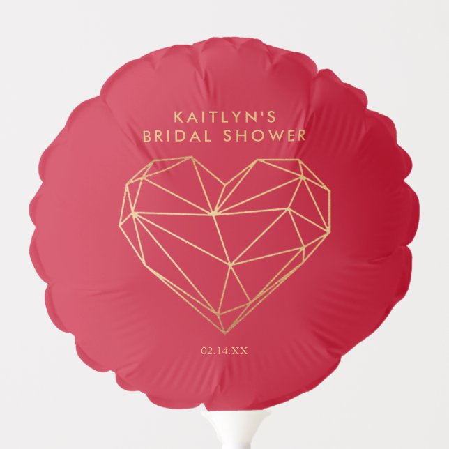 Geometric Heart Valentine's Day Bridal Shower Balloon (Front)