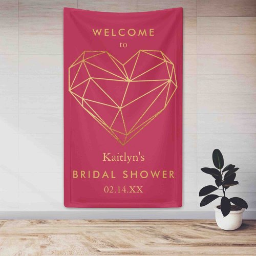 Geometric Heart Valentines Day Bridal Shower Banner