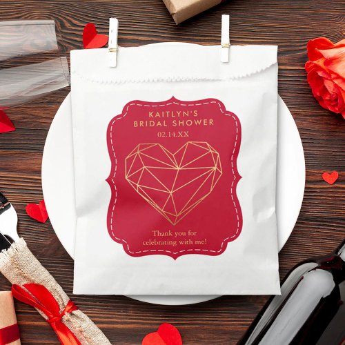 Geometric Heart Valentines Day Bridal Shower Favor Bag