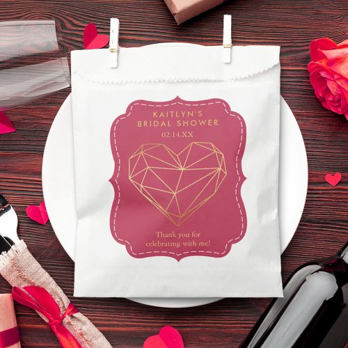 Geometric Heart Valentines Day Bridal Shower Favor Bag