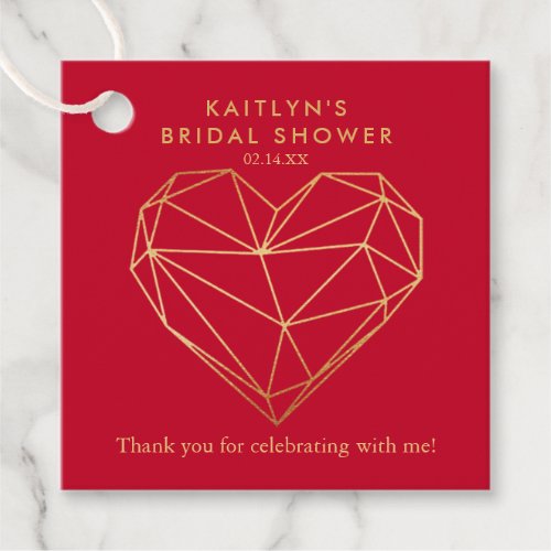 Geometric Heart Valentines Day Bridal Shower Favor Tags
