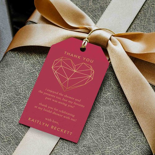 Geometric Heart Valentines Day Bridal Shower Gift Tags
