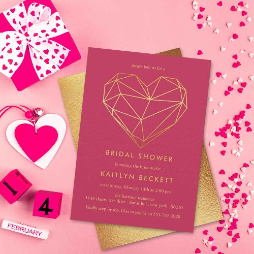 Geometric Heart Valentines Day Bridal Shower Invitation