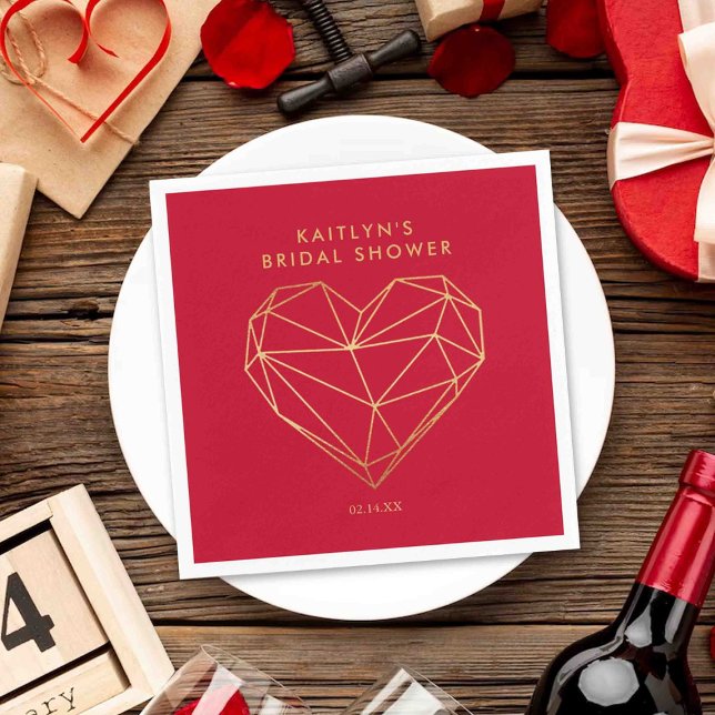 Geometric Heart Valentine's Day Bridal Shower Napkins (Creator Uploaded)