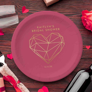 Geometric Heart Valentine's Day Bridal Shower Paper Plates