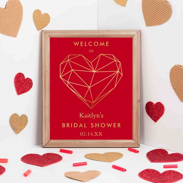 Geometric Heart Valentine's Day Bridal Shower Poster (Creator Uploaded)