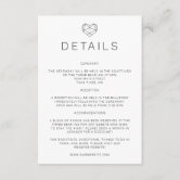 Elegant Wedding Details Invitation Insert