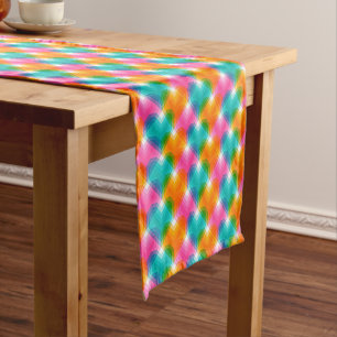 Geometric hearts in psychedelic colours (1) short table runner