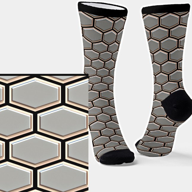 Geometric Hexagon 3D Look Texture Gray Socks (Creator Uploaded)