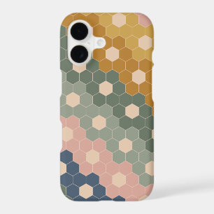 Geometric Hexagon Floral Shapes Earthy Green Pink iPhone 17 Case
