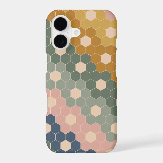 Green Geometric Case Geometric Hexagon Floral Shapes Earthy Green Pink Case-Mate iPhone Case ...
