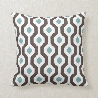 Brown Throw Pillows Pretty Geometric Hexagon Link Pattern Teal Brown Pillows