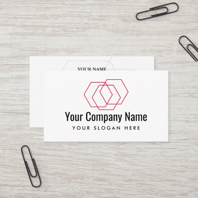 Geometric hexagon logo business card template (Front/Back In Situ)