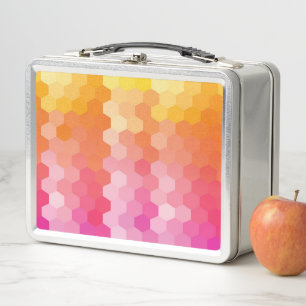 Geometric Hexagon Lunch Box – Pink Yellow Modern 