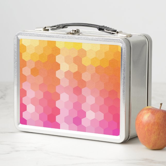 Geometric Hexagon Lunch Box – Pink Yellow Modern  (In Situ)