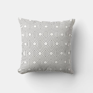 Geometric Hexagon Pattern | Black and white Throw Pillow