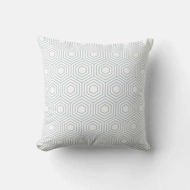 Geometric Hexagon Pattern | Ice Blue Throw Pillow (Front)