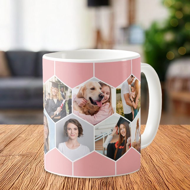 Geometric Hexagon Pattern Photo Collage Coffee Mug (Creator Uploaded)