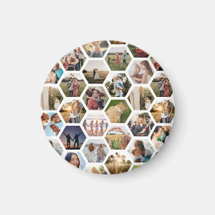 Geometric Hexagon Pattern Photo Collage Magnet