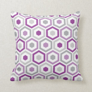 Geometric Hexagon Pattern Pillow Purple Grey