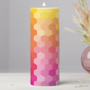Geometric Hexagon-Shaped Pillar Candle – Pink 
