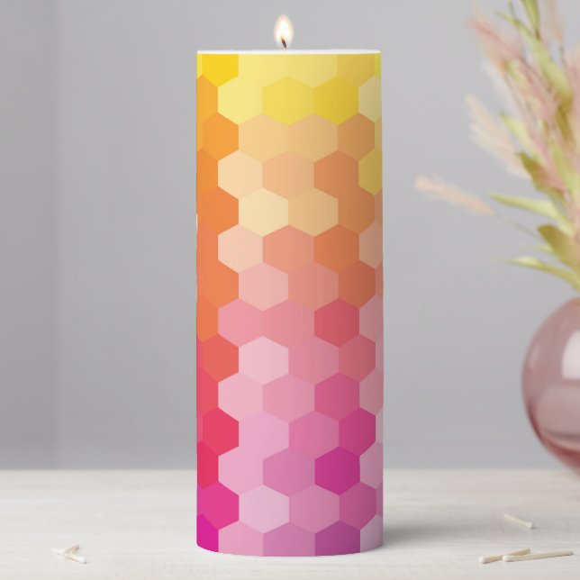 Geometric Hexagon-Shaped Pillar Candle – Pink  (In Situ)