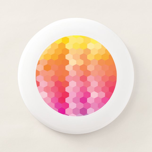 Geometric Hexagon Shapes Pink yellow Wham-O Frisbee (Front)