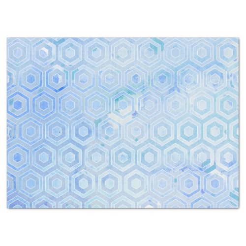 Geometric Hexagonal Pastel Blue Watercolor Wash Tissue Paper