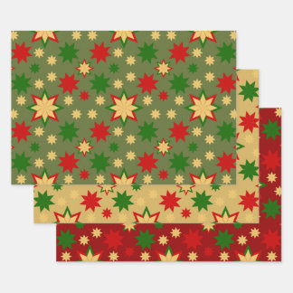 Geometric Holiday Star Wrapping Paper Sheets