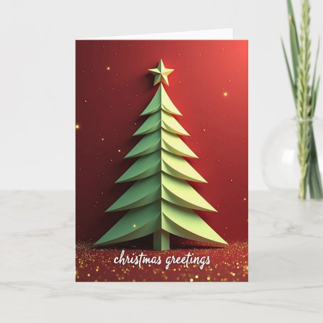 Geometric Holiday Tree Card (Front)