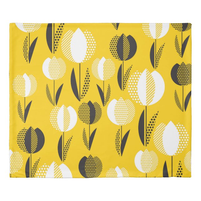 Geometric Holland Tulip Flower Pattern Duvet Cover (Front)