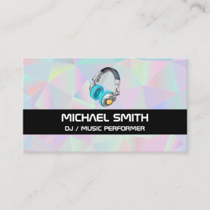 Geometric Holographic Background Headphones Business Card
