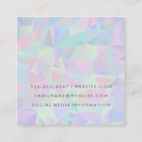 Geometric Holographic Background, QR Scan Label Square Business Card