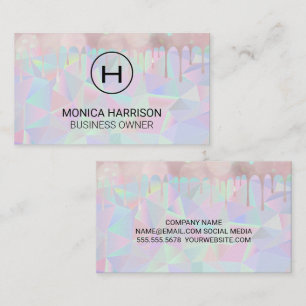 Geometric Holographic Boke Drip Business Card