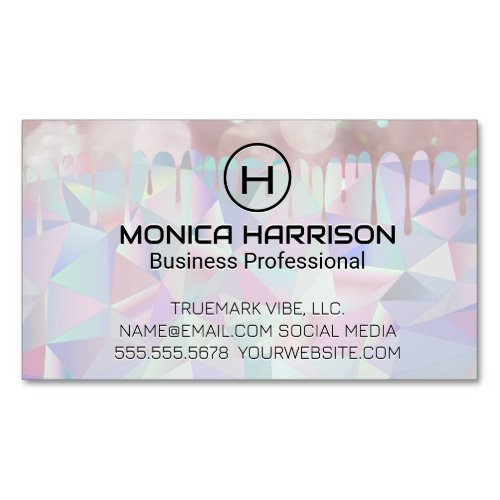 Geometric Holographic  Boke Drip Business Card Magnet
