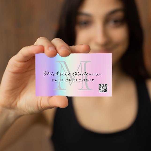 Geometric Holographic Colors | QR Code Business Card (Creator Uploaded)