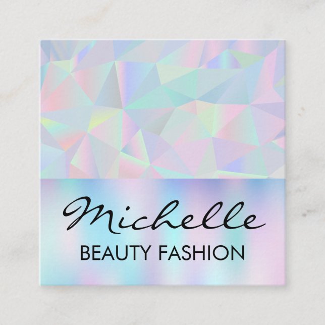 Geometric Holographic Retro Background Square Business Card (Front)