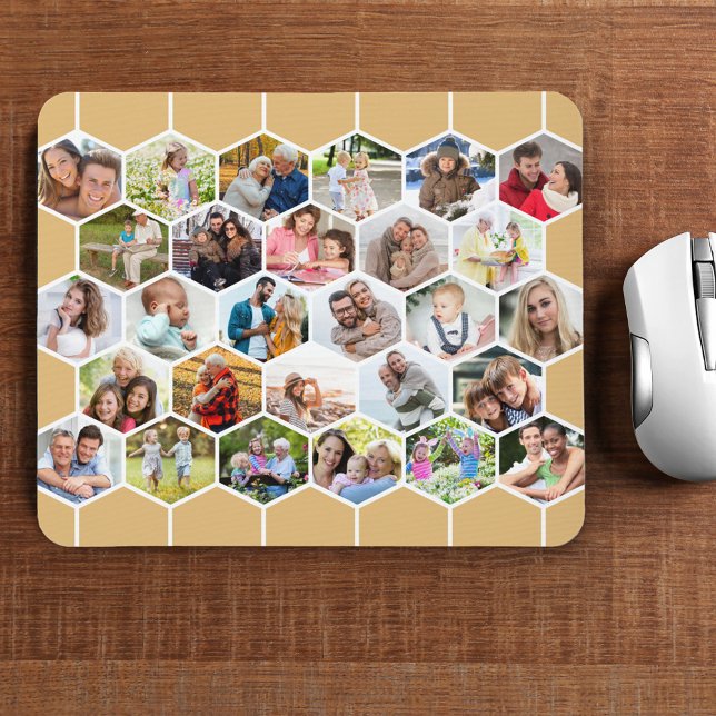 Geometric Honeycomb 28 Photo Collage Custom Mouse Pad (Creator Uploaded)