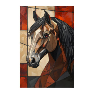 Geometric Horse Wall Art Gift Modern Acrylic Art