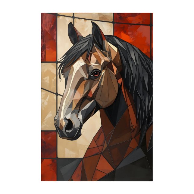 Geometric Horse Wall Art Gift Modern Acrylic Art (Front)
