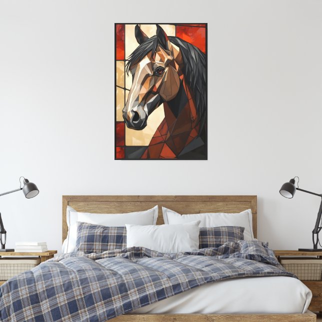 Geometric Horse Wall Art Gift Modern Canvas Art (Insitu(Bedroom))