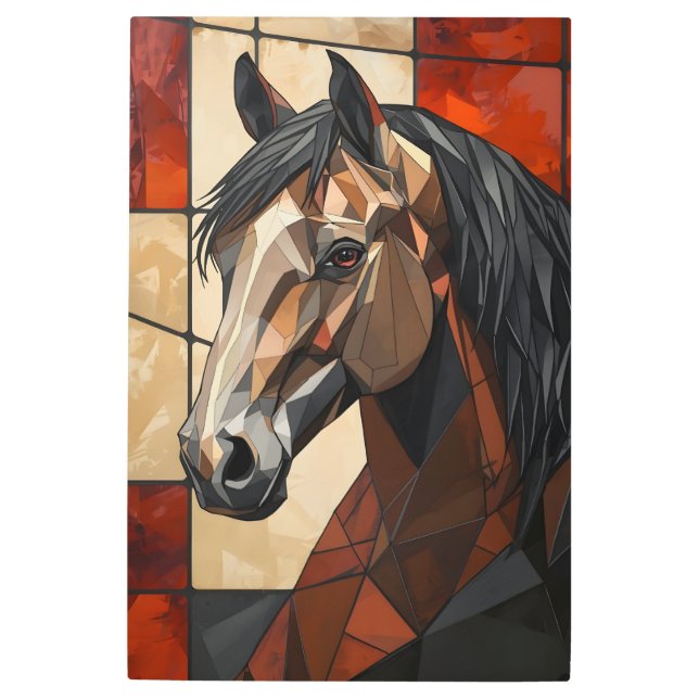 Geometric Horse Wall Art Gift Modern Metal Art (Front)