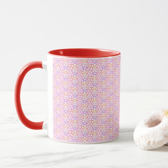 Geometric Hot Colors Mug (With Donut)