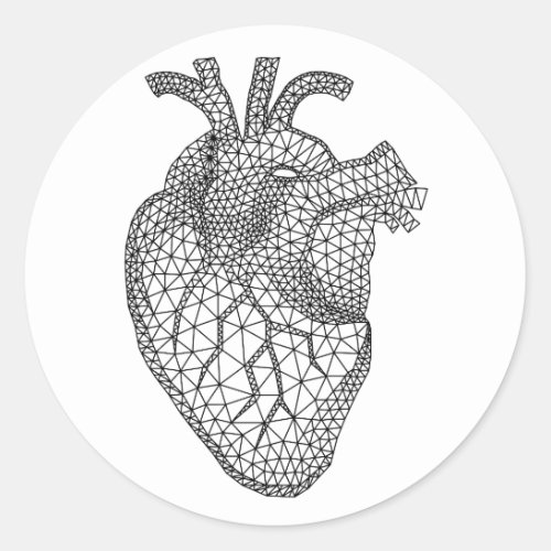 Geometric human heart classic round sticker