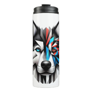 Geometric Husky Face Modern Art Design Thermal Tumbler